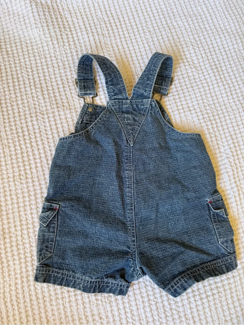 Disney Denim Short Overalls in Blue with Red Trim and Cars Graphics